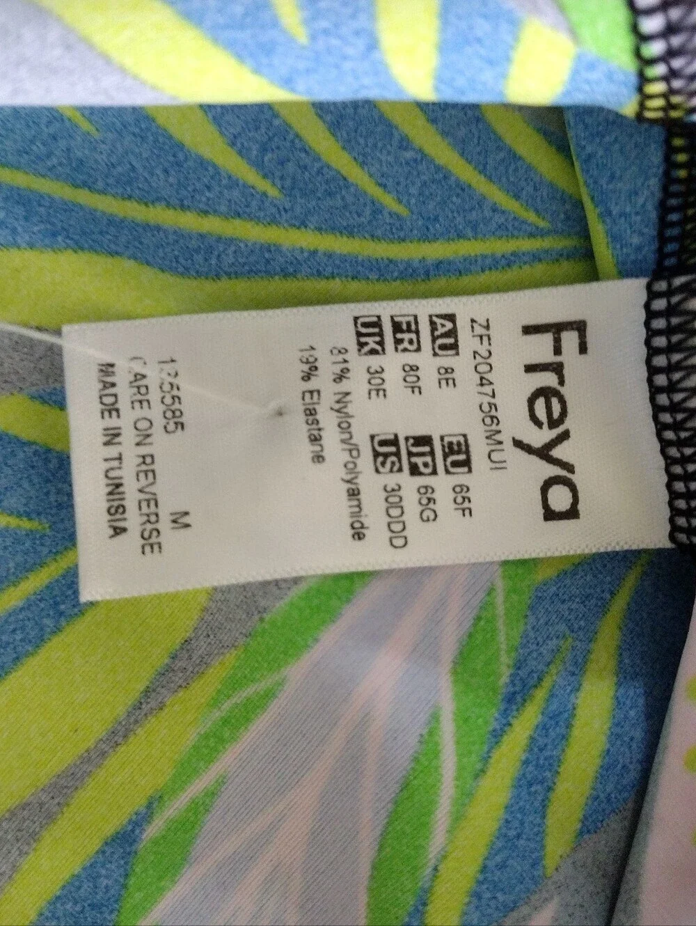 FREYA DESERT DISCO MULTI UNDERWIRE PLUNGE TANKINI TOP SIZE US 30DDD